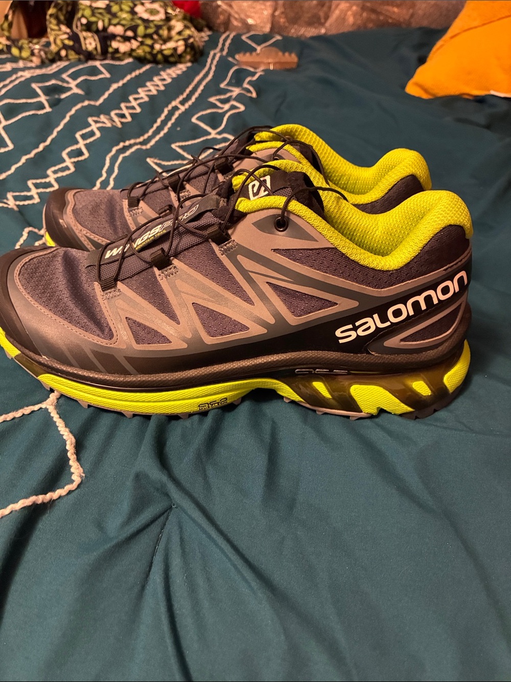 Salomon Men's Athletic Trail Shoes - Gray and Neon Yellow